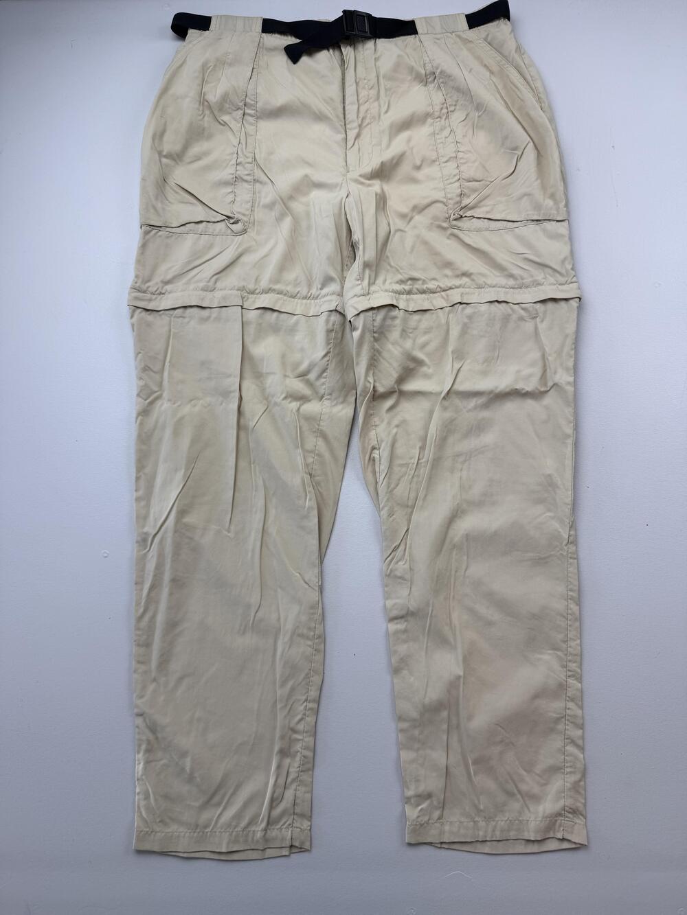L.L. Bean Pants Mens Large Beige Fly Fishing Convertible Zip Off Hiking Trail